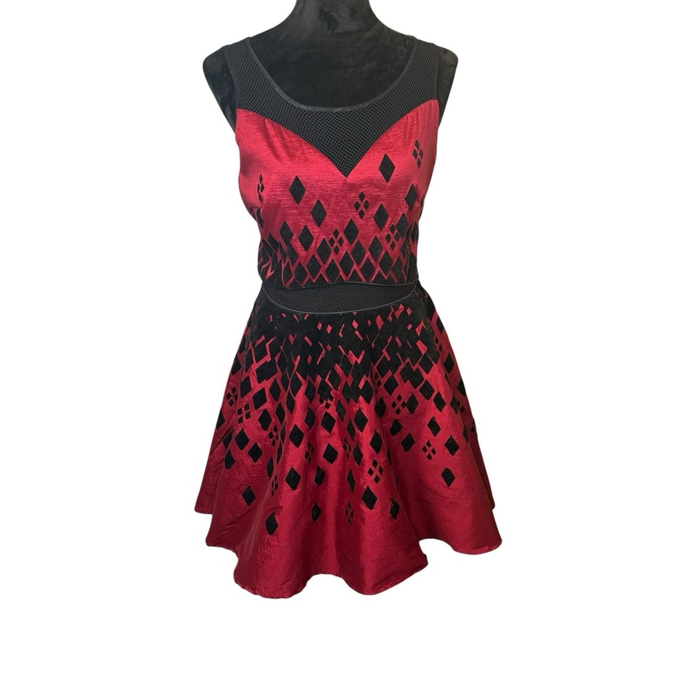 DC Comics Hot Topic Red Black Harley Quinn Formal Prom Party Dress Cosplay Med
